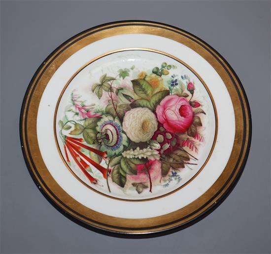 A rare documentary English porcelain apprentice plate inscribed August 23 / 44 John Griffiths 5th Year